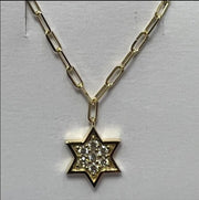14k gold large full Star of David necklace paperclip