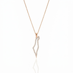 Load image into Gallery viewer, 14K Gold Diamond Israel Map Outline Necklace