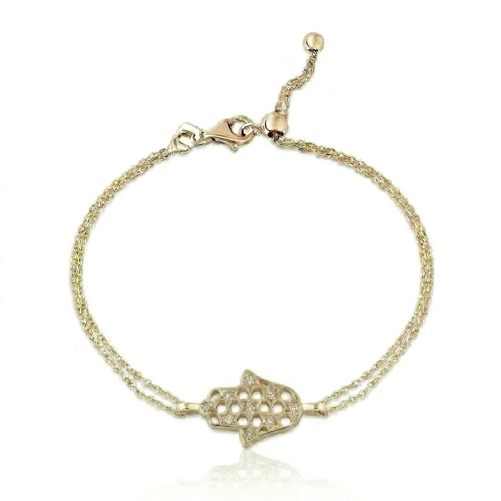 14K gold Honeycomb hamsa bracelet