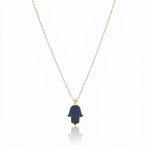 Load image into Gallery viewer, 14K Gold Hamsa necklace Blue sapphire