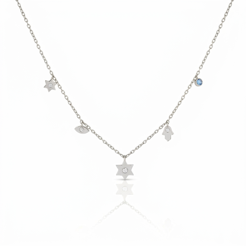 14k gold Dangling Multi Charm single star necklace