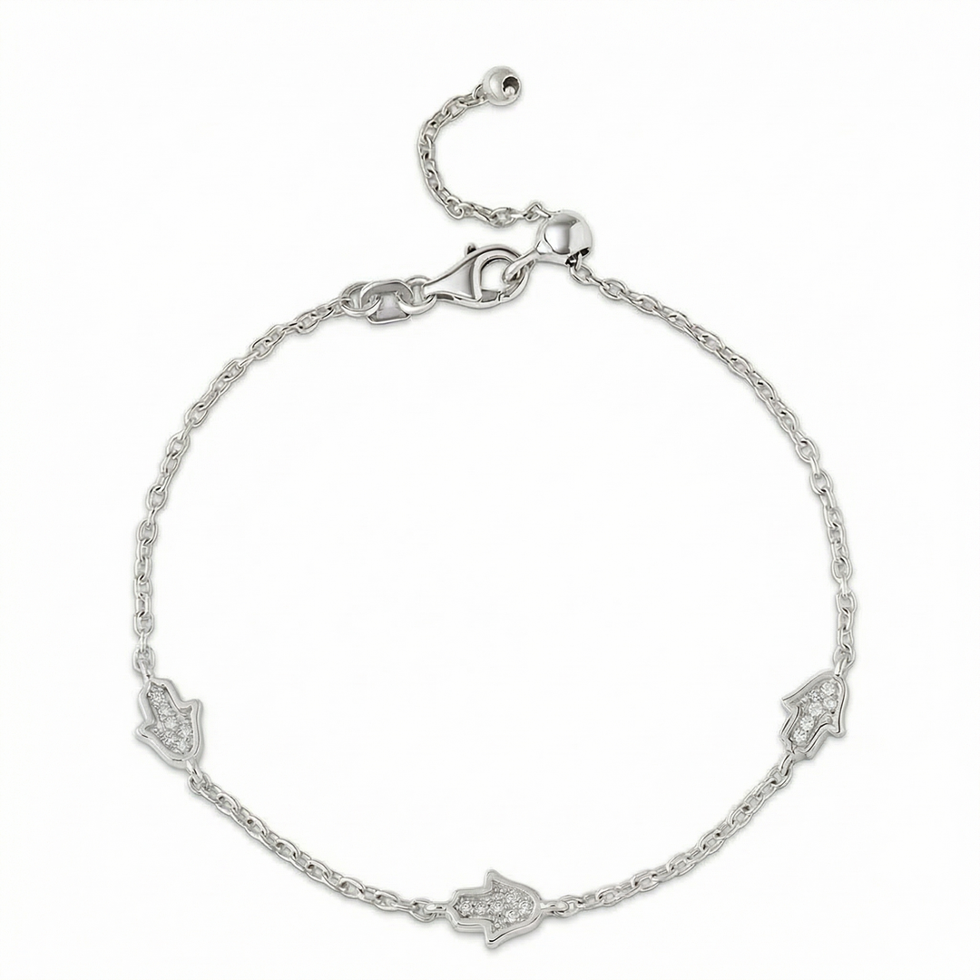 14k gold  Mystic 3 charm full diamond hamsa bracelet
