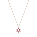 Load image into Gallery viewer, 14k gold Classic star of David necklace Pink sapphire