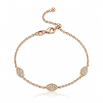 Load image into Gallery viewer, 14k gold  Mystic 3 charm full diamond eye bracelet