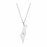 Load image into Gallery viewer, 14K Gold single diamond map of Israel Necklace