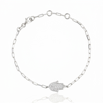 Load image into Gallery viewer, 14K gold Large hamsa bracelet paperclip