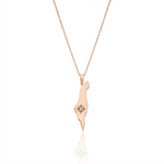 Load image into Gallery viewer, 14K Gold Diamond North Star Israel Map Necklace