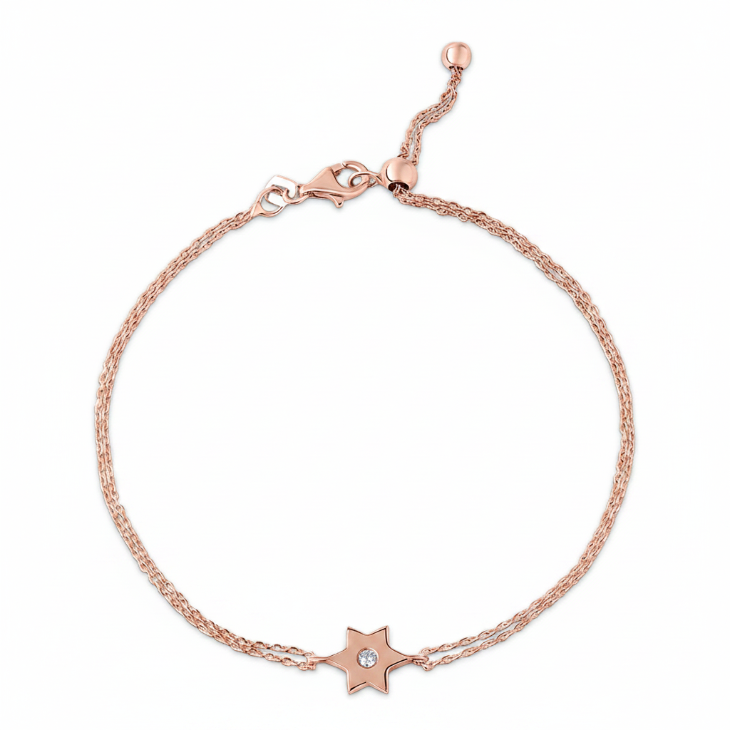 14k gold 1cm single star of david bracelet