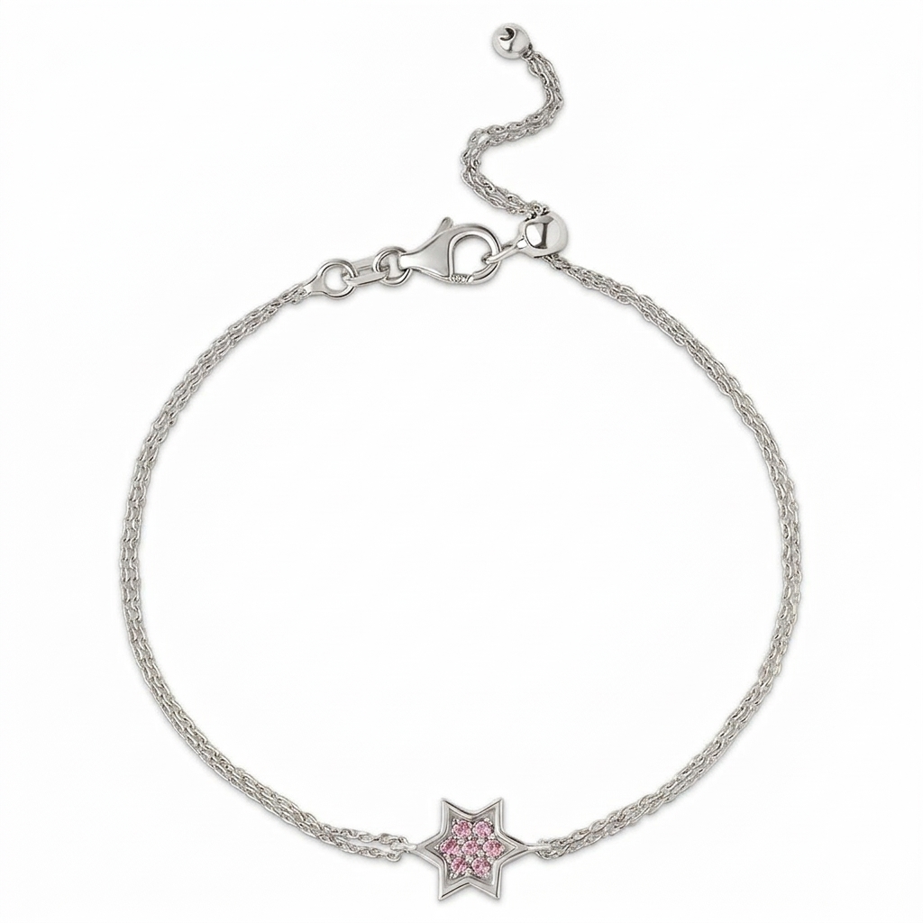 14k gold 1cm full star of David Pink sapphire