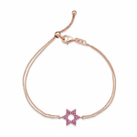 Load image into Gallery viewer, 14k gold Classic star of David bracelet Pink sapphire