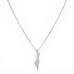 Load image into Gallery viewer, 14K Gold Star Israel Map Necklace Paperclip