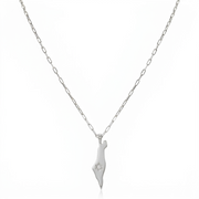 14K Gold Star Israel Map Necklace Paperclip