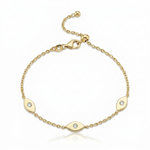 Load image into Gallery viewer, 14k gold  Mystic 3 charm single diamond eye bracelet