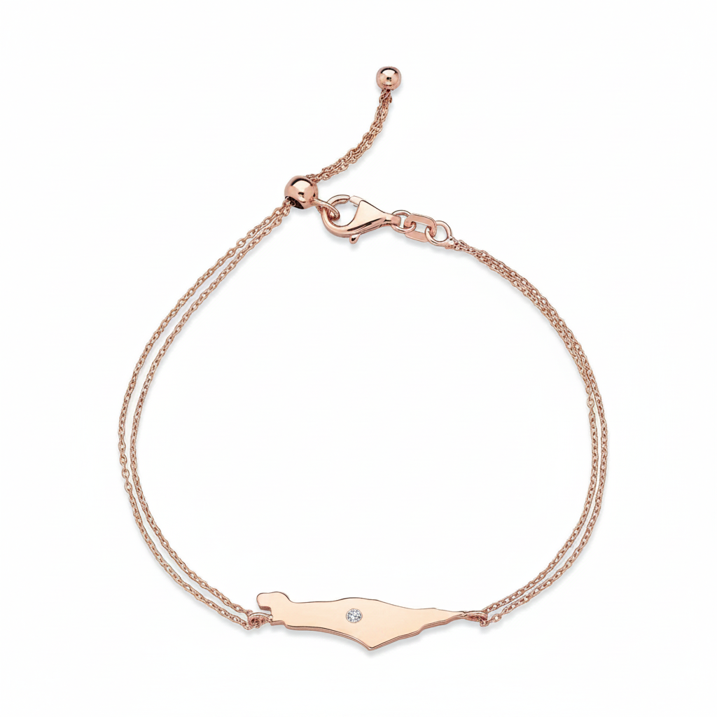 14K Gold diamond Map of Israel bracelet
