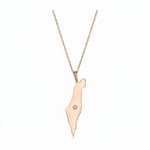 Load image into Gallery viewer, 14K Gold Diamond Large Israel Map Necklace