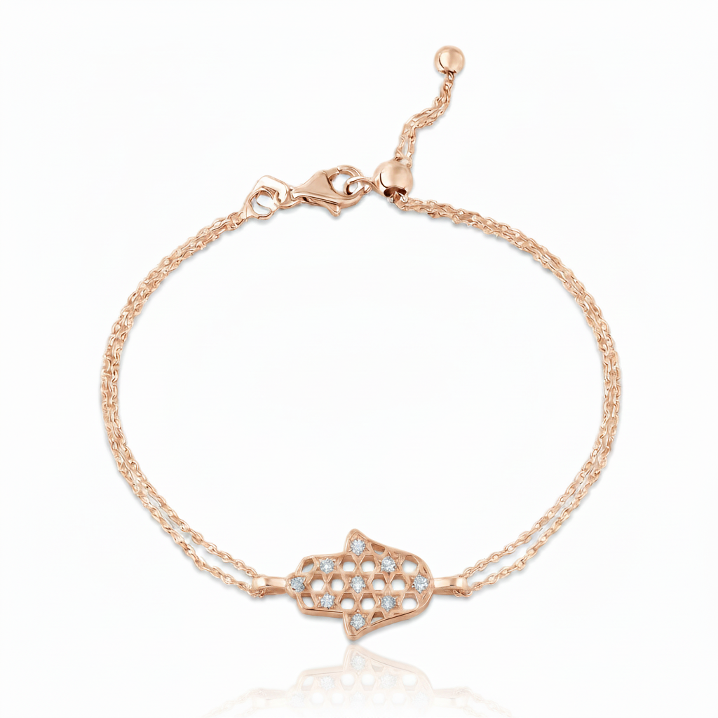 14K gold Honeycomb hamsa bracelet