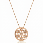 Load image into Gallery viewer, 14k gold Medium circle stars Honeycomb necklace