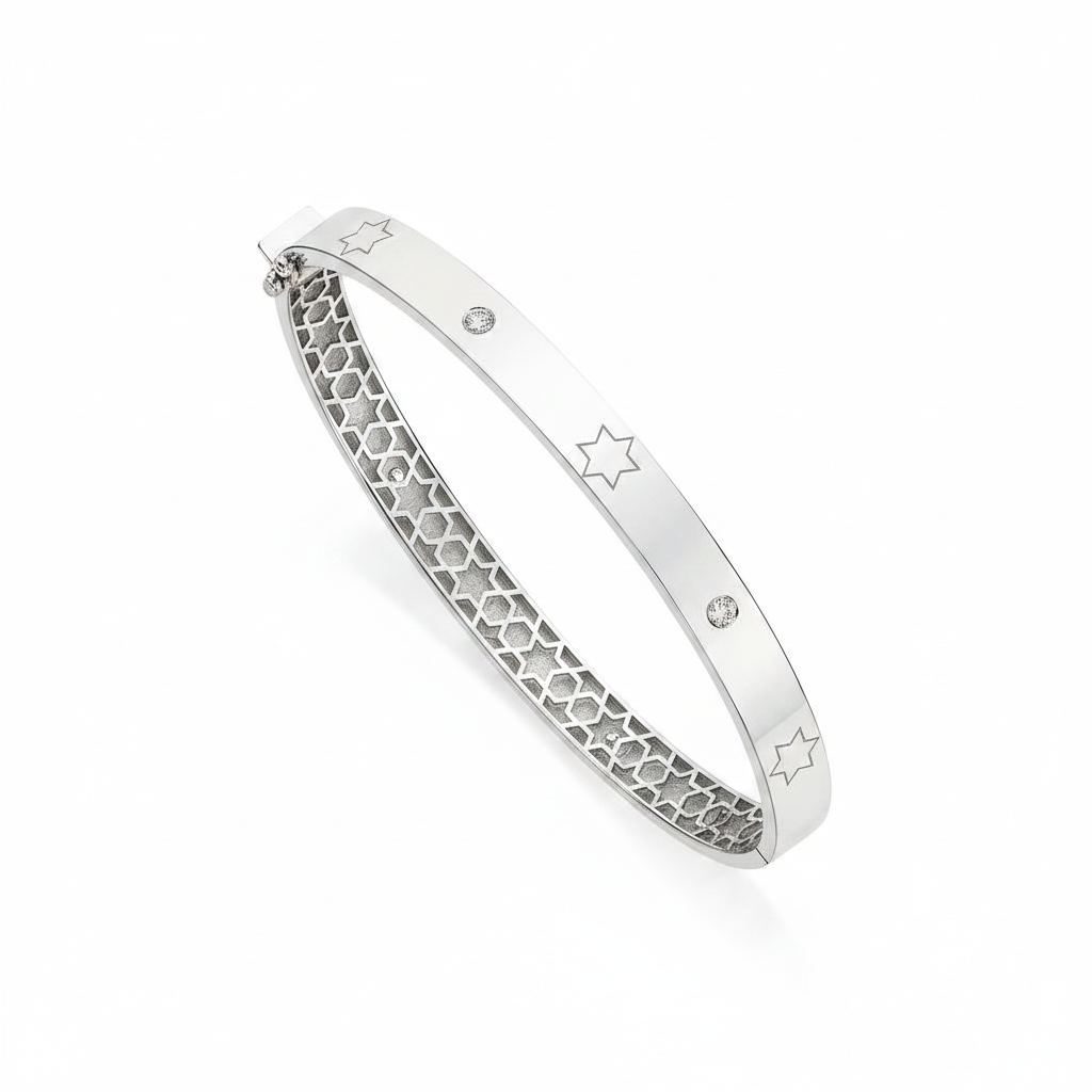 14k gold star of david bangle