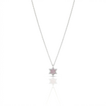 Load image into Gallery viewer, 14k gold 1cm full star of David Pink sapphire necklace
