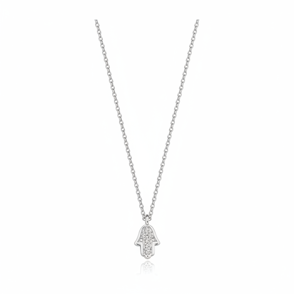 14k gold  Mystic Gold, Full Diamond Hamsa Necklace