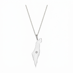 Load image into Gallery viewer, 14K Gold Diamond Large Israel Map Necklace