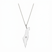 14K Gold Diamond Large Israel Map Necklace