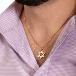 Load image into Gallery viewer, 14k gold men small muscat Star Necklace