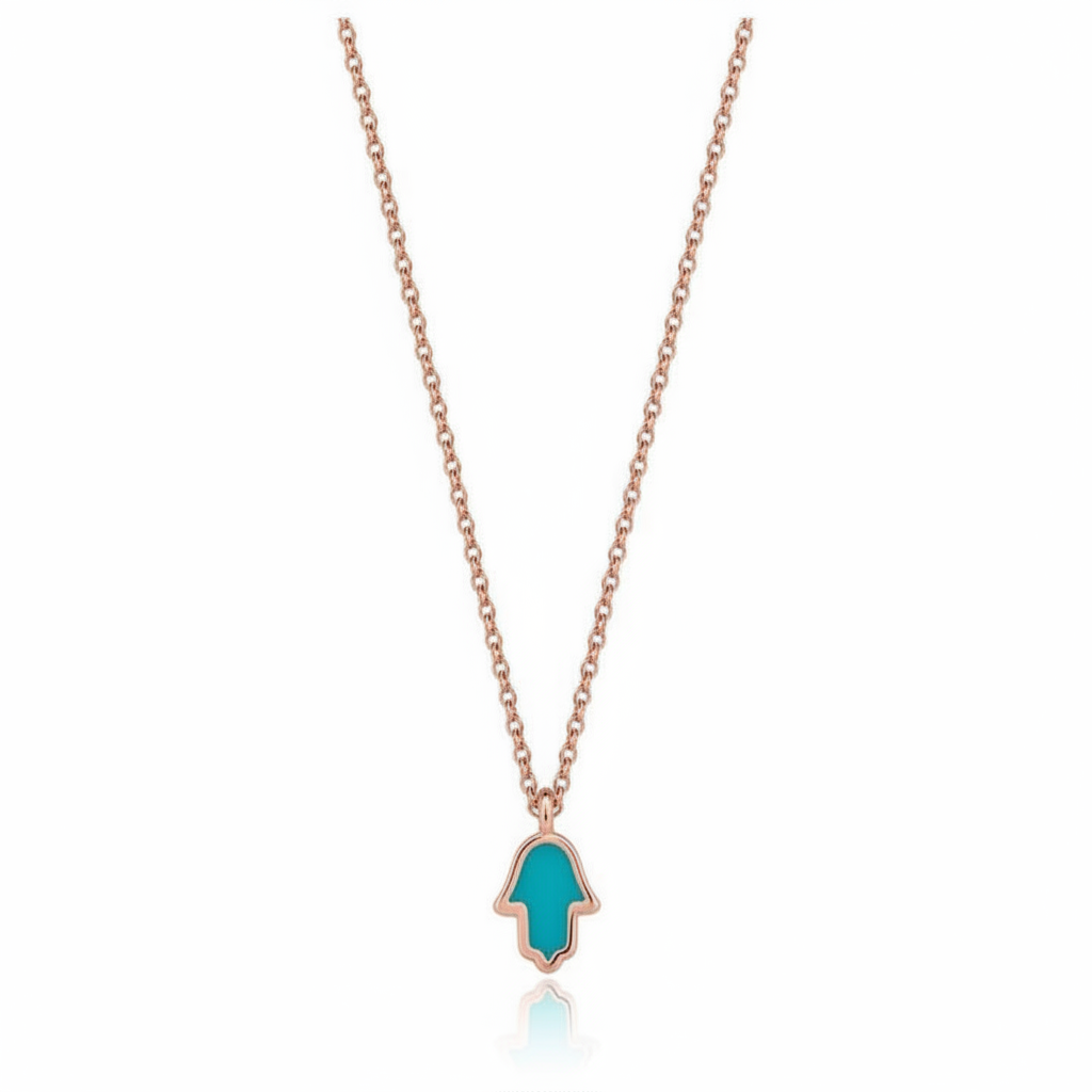 14k gold Mystic Gold Hamsa Enamel Necklace