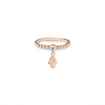 Load image into Gallery viewer, 14k gold single Hamsa charm ring