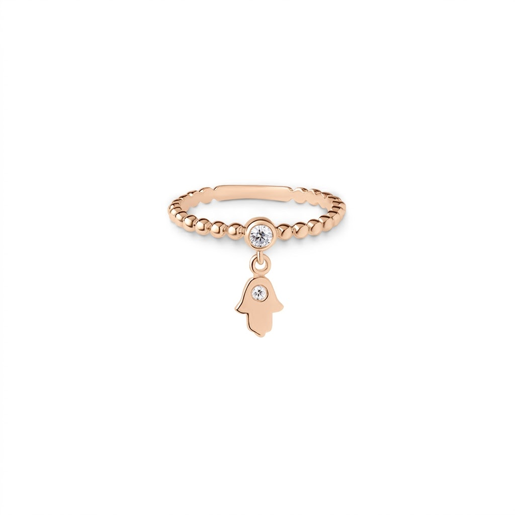 14k gold single Hamsa charm ring