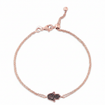 Load image into Gallery viewer, 14K Gold Hamsa Bracelet Black diamonds