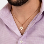 Load image into Gallery viewer, 14k gold men flat braided  Star Necklace