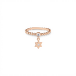 Load image into Gallery viewer, 14k gold single Star of David charm ring