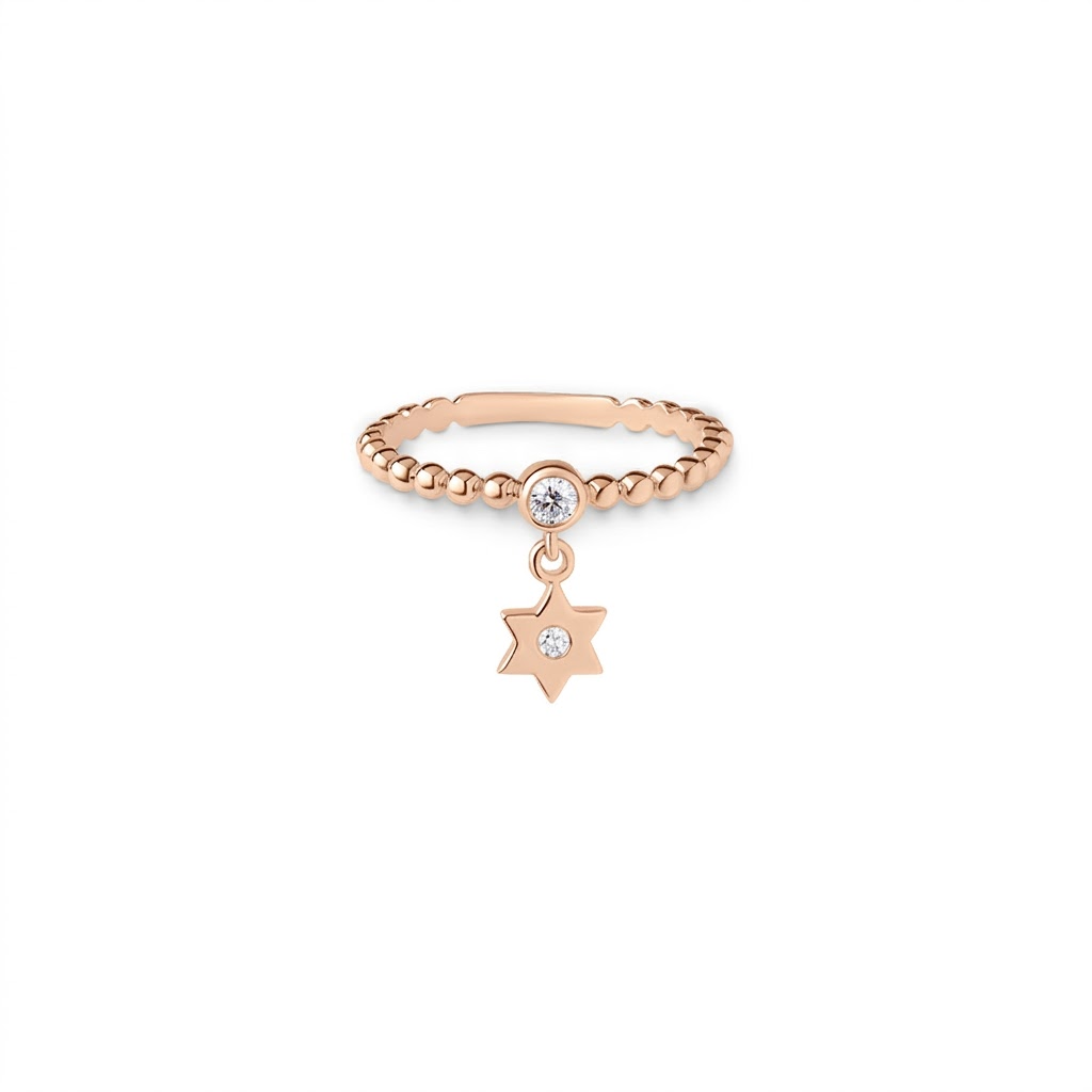 14k gold single Star of David charm ring
