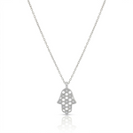 Load image into Gallery viewer, 14K gold Honeycomb hamsa necklace