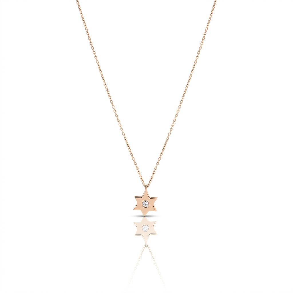 14k gold 1cm Single Star of david necklace