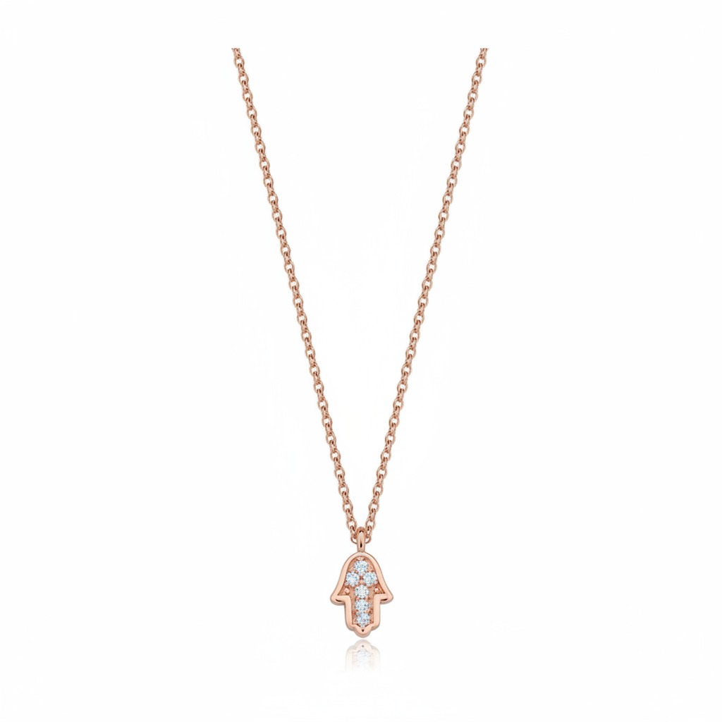 14k gold  Mystic Gold, Full Diamond Hamsa Necklace