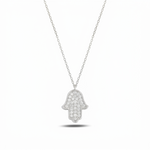 Load image into Gallery viewer, 14K Gold large classic Hamsa Necklace diamonds