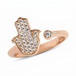 Load image into Gallery viewer, 14k gold full diamond Hamsa ring