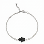 Load image into Gallery viewer, 14K gold Large hamsa bracelet Black diamonds