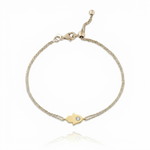 Load image into Gallery viewer, 14K gold single diamond 1cm Hamsa Bracelet