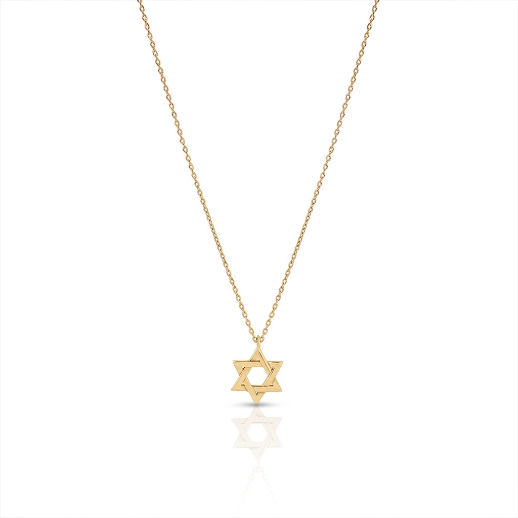 14k gold plain braided star of david necklace
