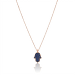 Load image into Gallery viewer, 14K Gold Hamsa necklace Blue sapphire