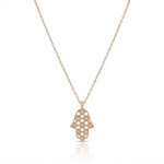 Load image into Gallery viewer, 14K gold Honeycomb hamsa necklace