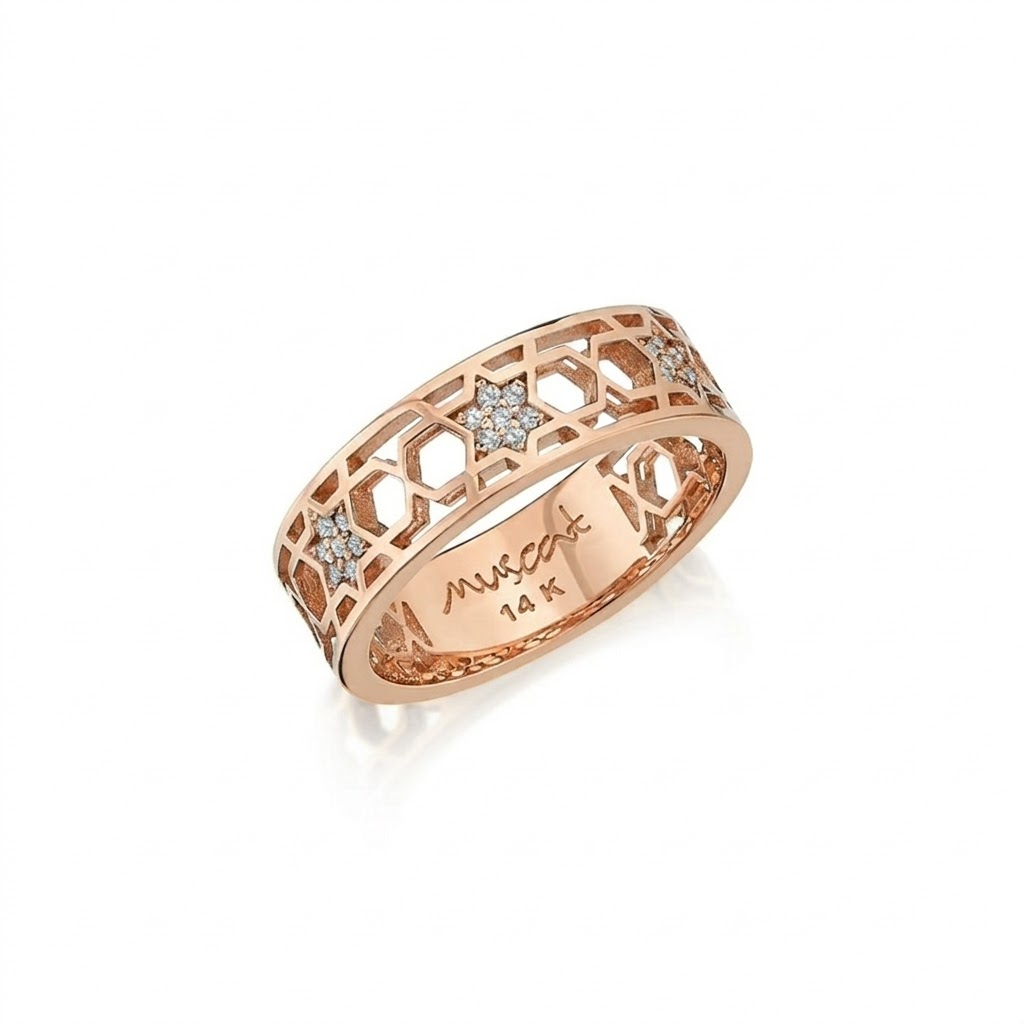14k gold 5MD Honeycomb ring