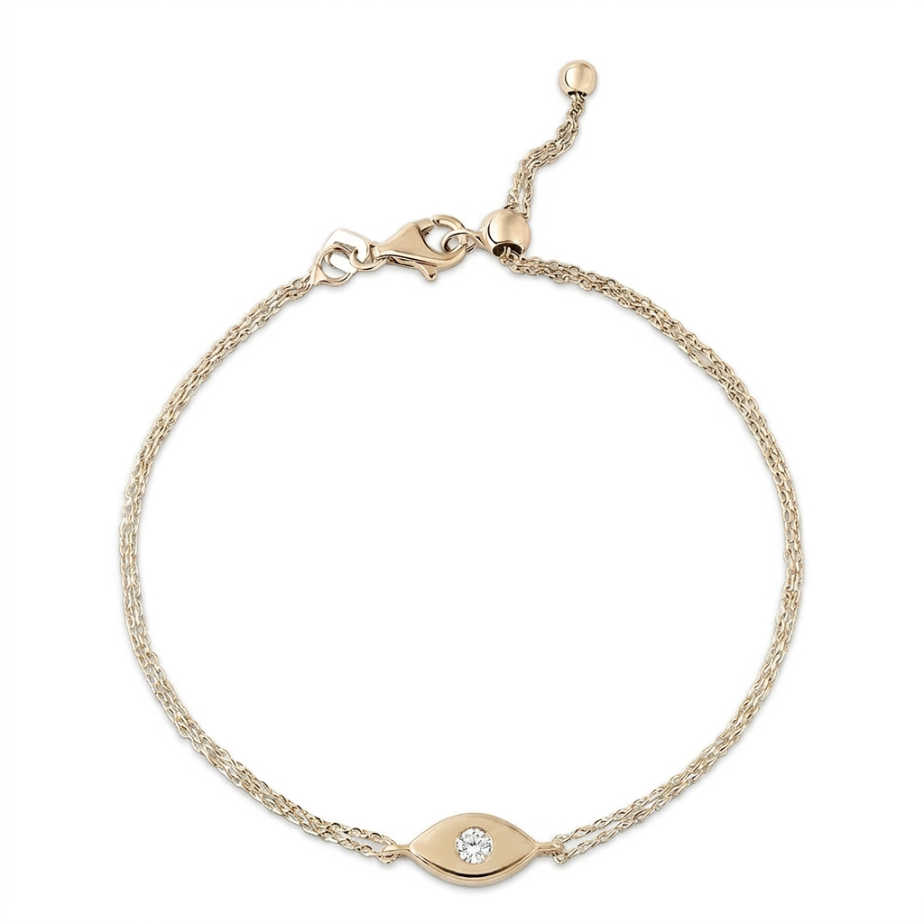 14K gold single diamond 1cm lucky eye Bracelet