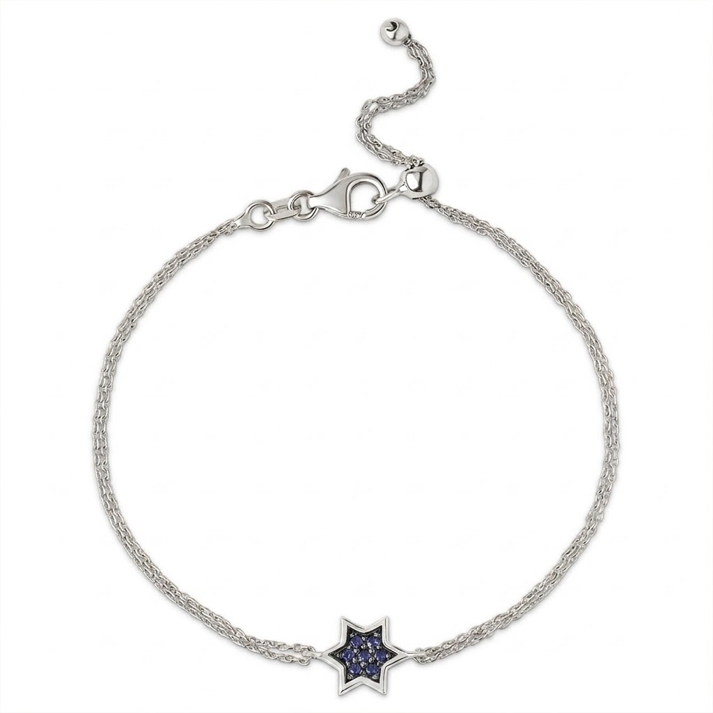 14k gold 1cm full star of David Blue sapphire