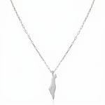 Load image into Gallery viewer, 14K Gold Israel Map Diamond Paperclip Necklace