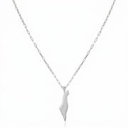 14K Gold Israel Map Diamond Paperclip Necklace