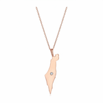 Load image into Gallery viewer, 14K Gold single diamond map of Israel Necklace